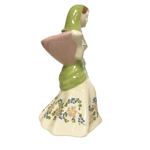 Vintage MK Signed Basket Lady Ceramic Pottery Decorative Vase - Picture 6 of 10